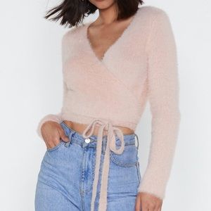 Nasty Gal Knit sweater with wrap around tie size M